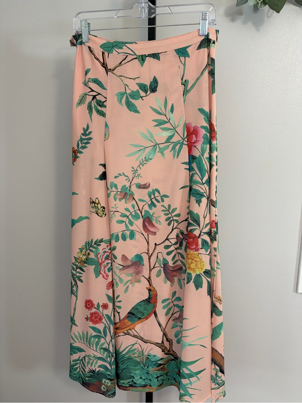 NWOT ArattaSilent Journey- Peach Botanical & Bird Print Maxi Skirt - Picture 4 of 16